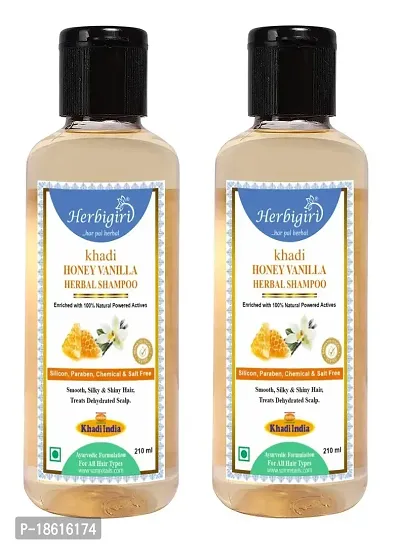 Herbigiri Khadi Natural Honey Vanilla Herbal Shampoo 210ml Pack of 2-thumb2