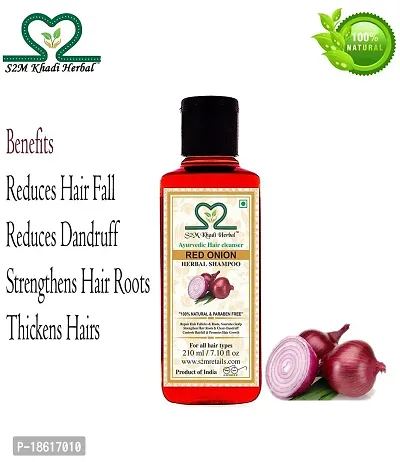 S2M Khadi Herbal Ayurvedic Onion Shampoo for hair growth and hair fall control 210 ml-thumb2