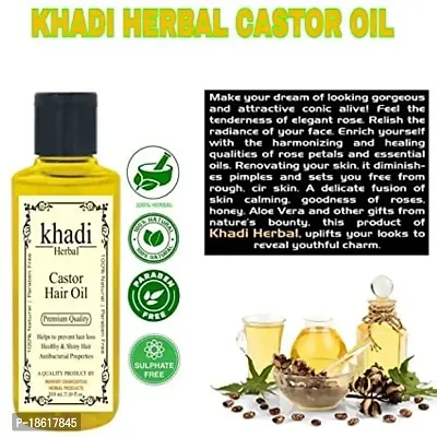 Khadi Herbal Cold Pressed Castor Oil - Pure  Virgin Grade - For Healthy Hair and Skin (210 ML).-thumb2