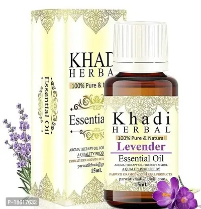 Khadi Herbal 100% Pure  Natural Lavender Essential Oil (15 ml).