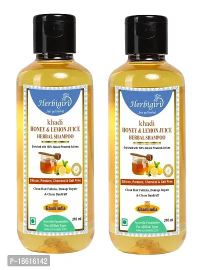 Herbigiri Khadi Natural Honey  Lemon Juice Herbal Shampoo 210ml Pack of 2-thumb2