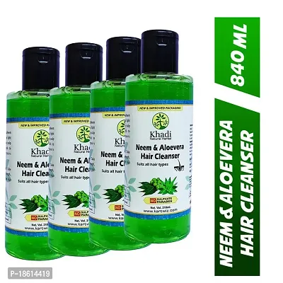 Khadi Herbal Neem  Aloevera Shampoo - 210ml ( Pack of 4 )-thumb2