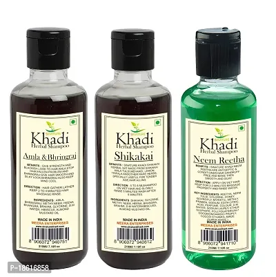 Khadi Herbal combo - Amla bhringraj, Neem Reetha  Shikakai shampoo (630 ml)