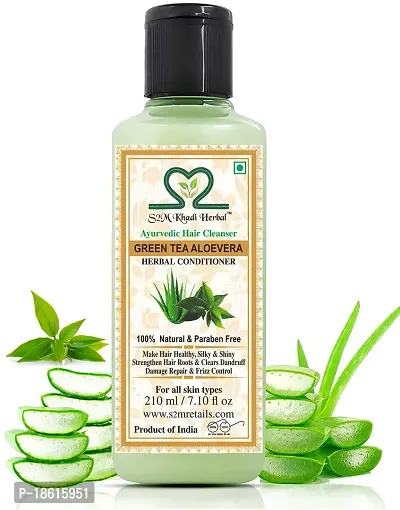 S2M Khadi Herbal Green Tea  Aloevera Hair Conditioner For Nourishment, Damage Repair  Hairfall Control 210 ML (Pack of 1)