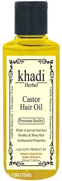 Khadi Herbal Cold Pressed Castor Oil - Pure  Virgin Grade - For Healthy Hair and Skin (210 ML).