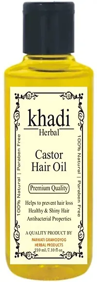 Khadi Herbal Cold Pressed Castor Oil - Pure  Virgin Grade - For Healthy Hair and Skin (210 ML).-thumb2