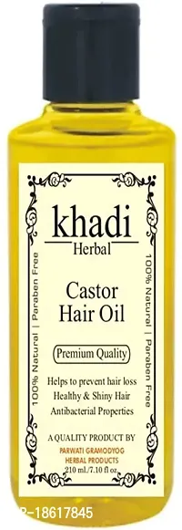 Khadi Herbal Cold Pressed Castor Oil - Pure  Virgin Grade - For Healthy Hair and Skin (210 ML).-thumb3