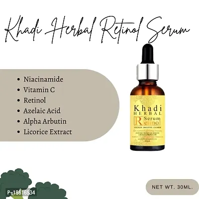 Khadi Herbal Retinol Facial Serum Natural Glowing Beauty for Anti-Aging | Collagen Production Toxins Cleansing and Acne for All Skin Types Pack of 1 (30ml)-thumb5