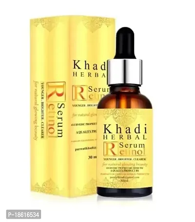 Khadi Herbal Retinol Facial Serum Natural Glowing Beauty for Anti-Aging | Collagen Production Toxins Cleansing and Acne for All Skin Types Pack of 1 (30ml)-thumb2