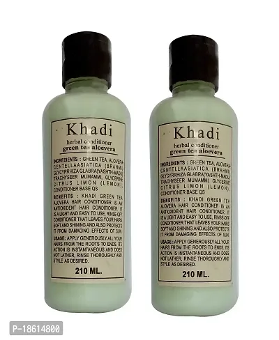 Parvati Gramodyog Khadi Green Tea Alovera Hair Conditioner (210 Ml) Pack of 2-thumb2