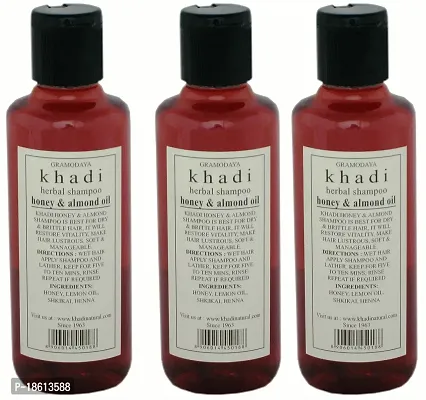 Hair Shampoo - Honey  Almond Oil Shampoo - Combo Pack of 3 - By Khadi