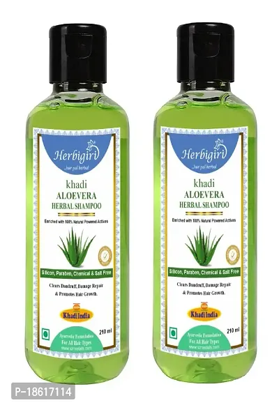 Herbigiri Khadi Natural Aloe Vera Herbal Shampoo 210ml Pack of 2