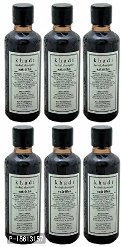 Hair Shampoo - Herbal - Sat Ritha Shampoo - Combo Pack of 6 - By Khadi-thumb0