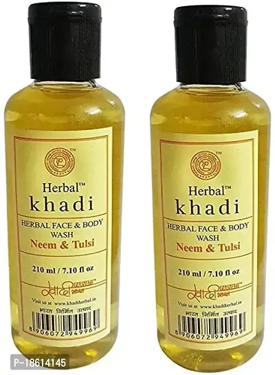 Khadi Herbal Neem  Tulsi Face  Body Wash- Pack of 2 (210 ml, Pack of 2)