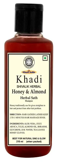 Khadi Herbal Honey and Almond Oil Shampoo, 420ml (Twin Pack)-thumb2