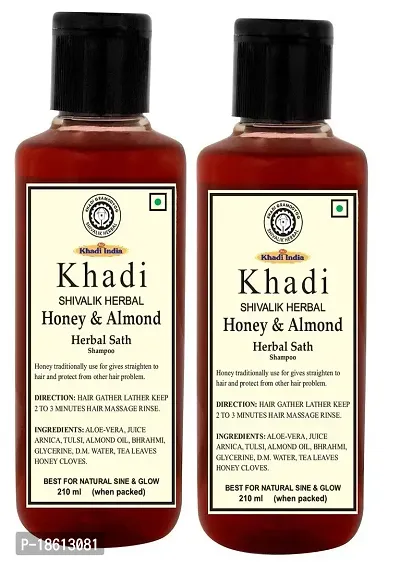 Khadi Herbal Honey and Almond Oil Shampoo, 420ml (Twin Pack)