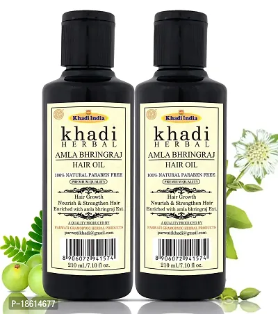 Herbal Khadi Natural Amla  Bhringraj Hair Oil, 420 ml