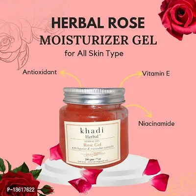 Khadi Herbal Rose Moisturizing Gel for Face  Skin enriched with Aloevera, Liqorice  Cucumber Extract | Pure Herbal  Natural Face Gel for Skin Hydration | Pack of 1 (200gm)-thumb3