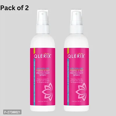 QLERIX Thermal Heat Protection Hair Spray with Argan Oil Anti-Frizz Control  Shine Hair Spray (100ML) Pack of 2