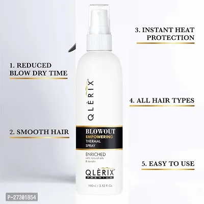 QLERIX Premium Empowering Blowout Heat Protectant Spray for Smooth Shine and Silky Hair Hair Spray (100ML) Pack Of 2-thumb2