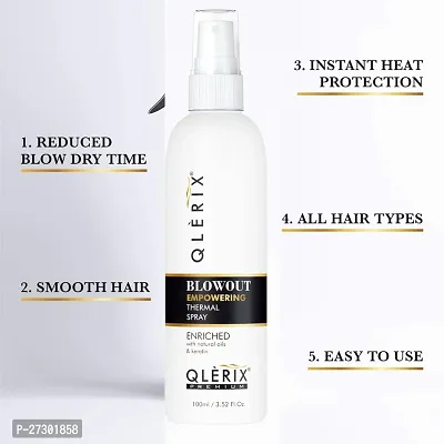 QLERIX Premium Empowering Blowout Heat Protectant Spray for Smooth Shine and Silky Hair Hair Spray (100ML) Pack Of 3-thumb4