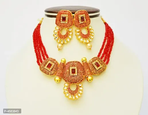Traditional Brass Necklace with Earring for Women