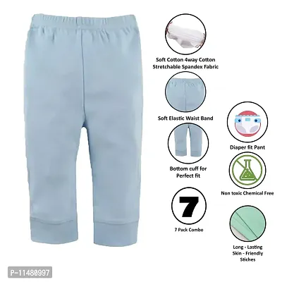 LENAM Baby Cotton Soft Pants/Diaper Fit/Pyjama/Leggings(Pack of 7) (9 Months - 12 Months, Cuff)-thumb2