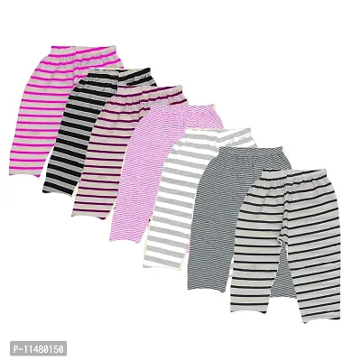 LENAM Baby Cotton Soft Strechable Pants/Diaper Fit/Pyjama/Leggings(Pack of 7) (12-18 Months, Stripes) Multicolour-thumb0