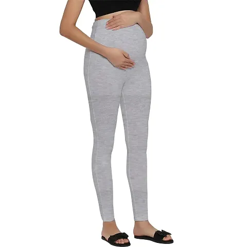 Lenam Women's Slim Fit Blend Leggings (Maternity-Leggings_Grey, Melange_L)