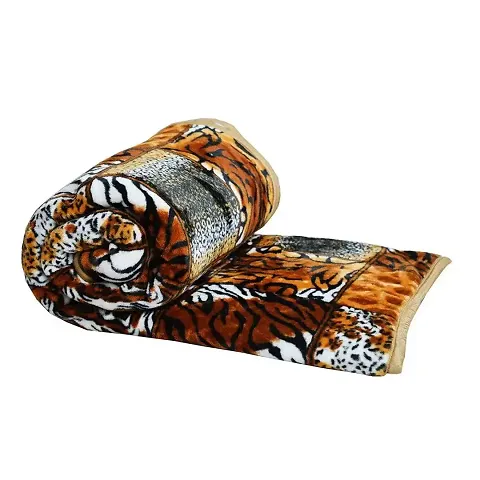 Super Soft Tiger Print Double Bed Mink Blanket Size with 220x240 Cm- 2Kg (Pack of 1) (Rust)