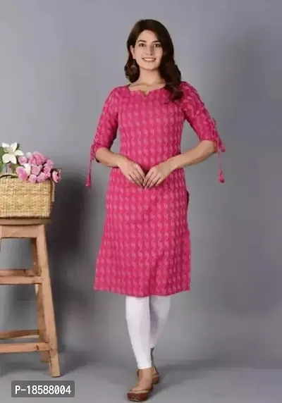 A-Line Pink  Cotton Kurta for Women-thumb0