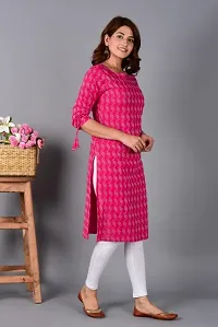 A-Line Pink  Cotton Kurta for Women-thumb2
