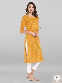 A-Line Yellow  Cotton Kurta for Women-thumb2