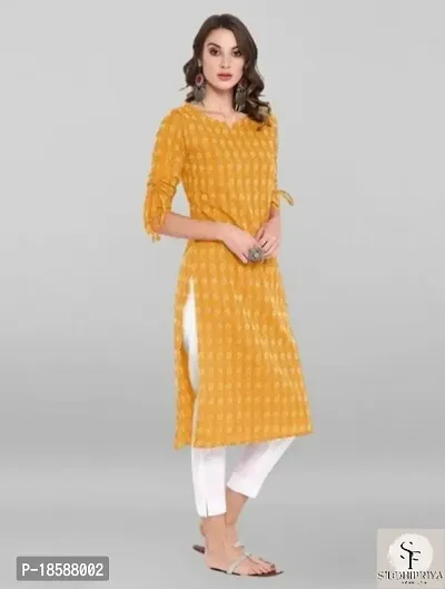 A-Line Yellow  Cotton Kurta for Women-thumb3