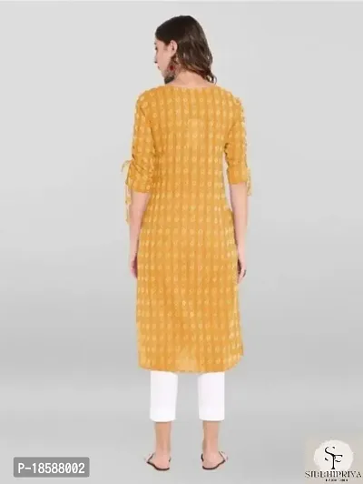 A-Line Yellow  Cotton Kurta for Women-thumb4