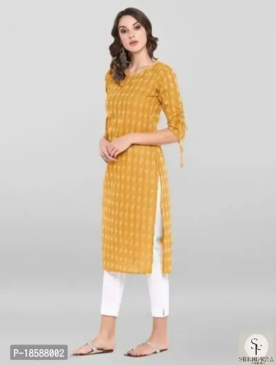 A-Line Yellow  Cotton Kurta for Women-thumb2