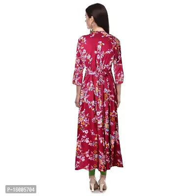 ZEENEXE Attractive Women's Full Sleeves Rayon Printed Stylish Dress Gown-thumb2