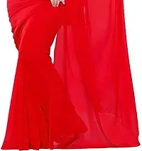 Stylish Georgette Red Solid Saree with Blouse piece-thumb1