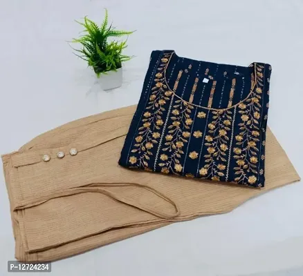 Classic Cotton Embroidered Kurta Bottom Set for Women