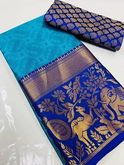 Beautiful Cotton Silk Jacquard Saree with Blouse piece