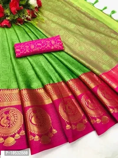 Stylish Art Silk Green  Saree with Blouse piece-thumb0