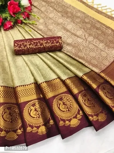 Stylish Art Silk Beige  Saree with Blouse piece-thumb0