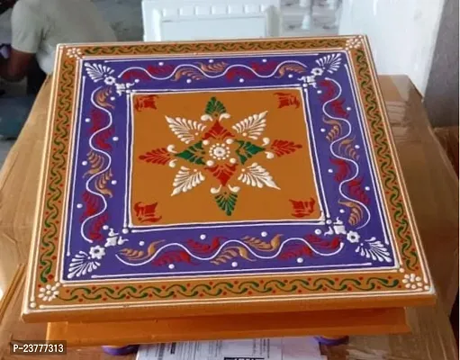 Classic Multicolour Wooden Pooja Chowki For Weddings Pooja Temple Wooden All Purpose Chowk