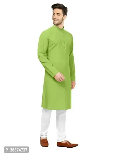 Trendy Green Cotton Blend Kurtas For Men