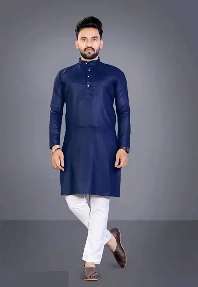 Mens Regular Fit Full Sleeve Summer wear Knee Length Kurta