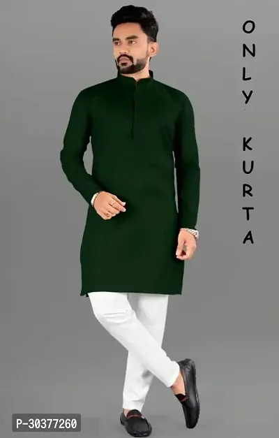 Trendy Green Cotton Blend Kurtas For Men