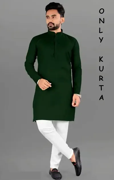 zokhi Ethnic Mandarin Collar with Full Sleeves Mens Kurta with White Payjama for Festival, Wedding, Party