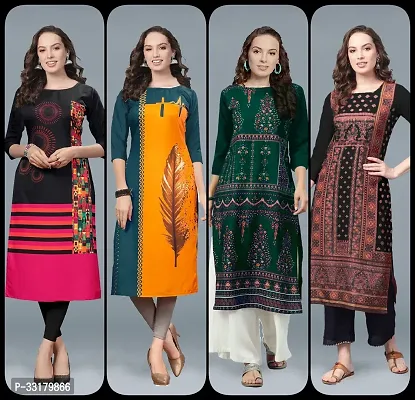 Stylish Multicoloured Crepe Kurta For Women Combo Of 4-thumb0