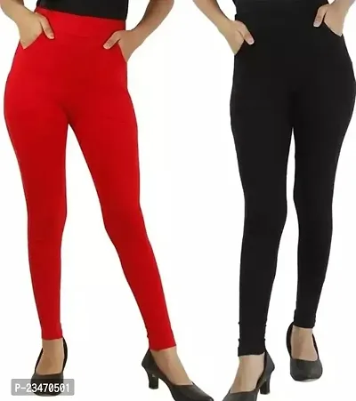 Trendy Cotton Solid Leggings For Women Pack Of 2-thumb0