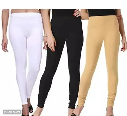 Trendy Cotton Solid Leggings For Women Pack Of 3